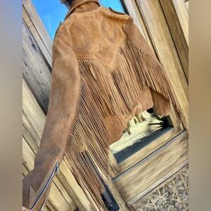 Western & Co Tan Fringe Leather Jacket 
Urban Cowgirl / Retro Biker
